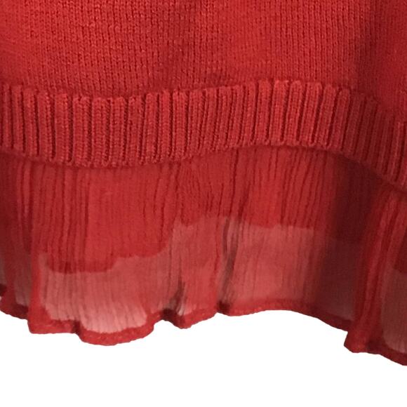 Emanuel Ungaro Silk True Red Crewneck Pullover Ruffle Hem Pullover Sweater sz M - Picture 5 of 8